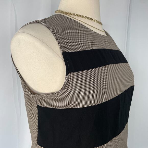 Vintage Tank Top Size 16 Black Cream Striped Minimalist Secretary Chic 90s Y2K - Picture 3 of 13